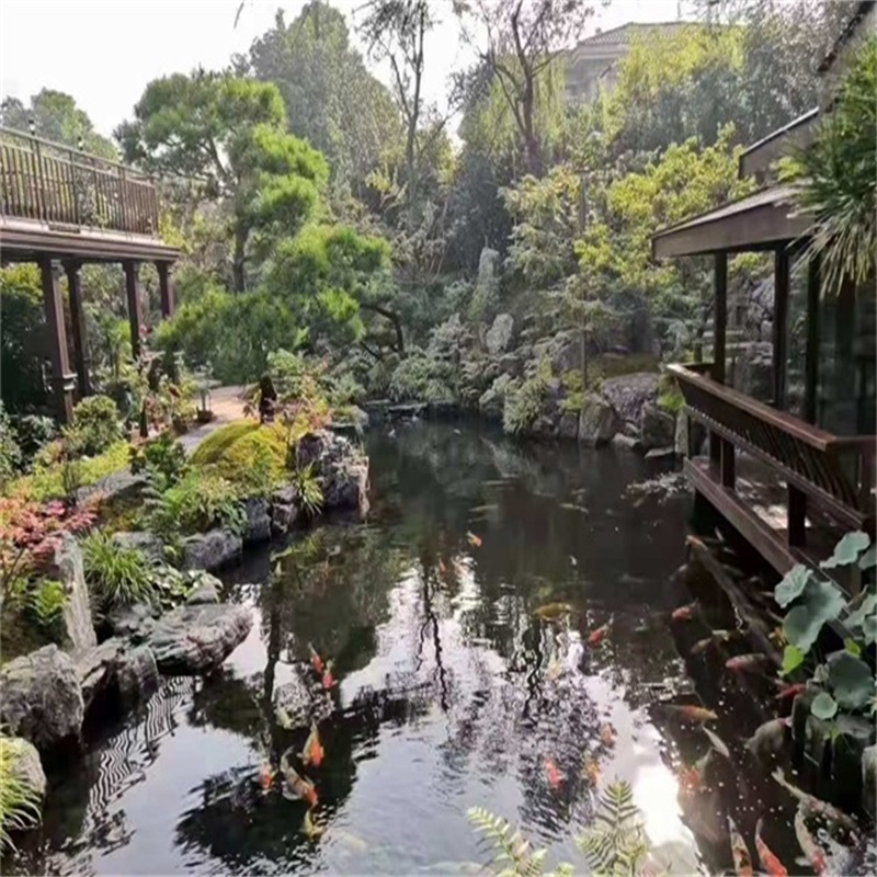 陕西庭院小型鱼池假山图片